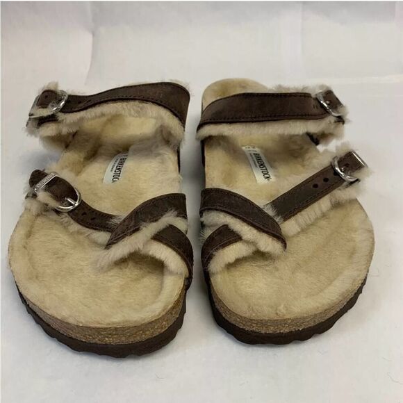 (k1) Birkenstock N/without Box Mayari Shearling Oiled Brown sizes 38/7 - Picture 8 of 8